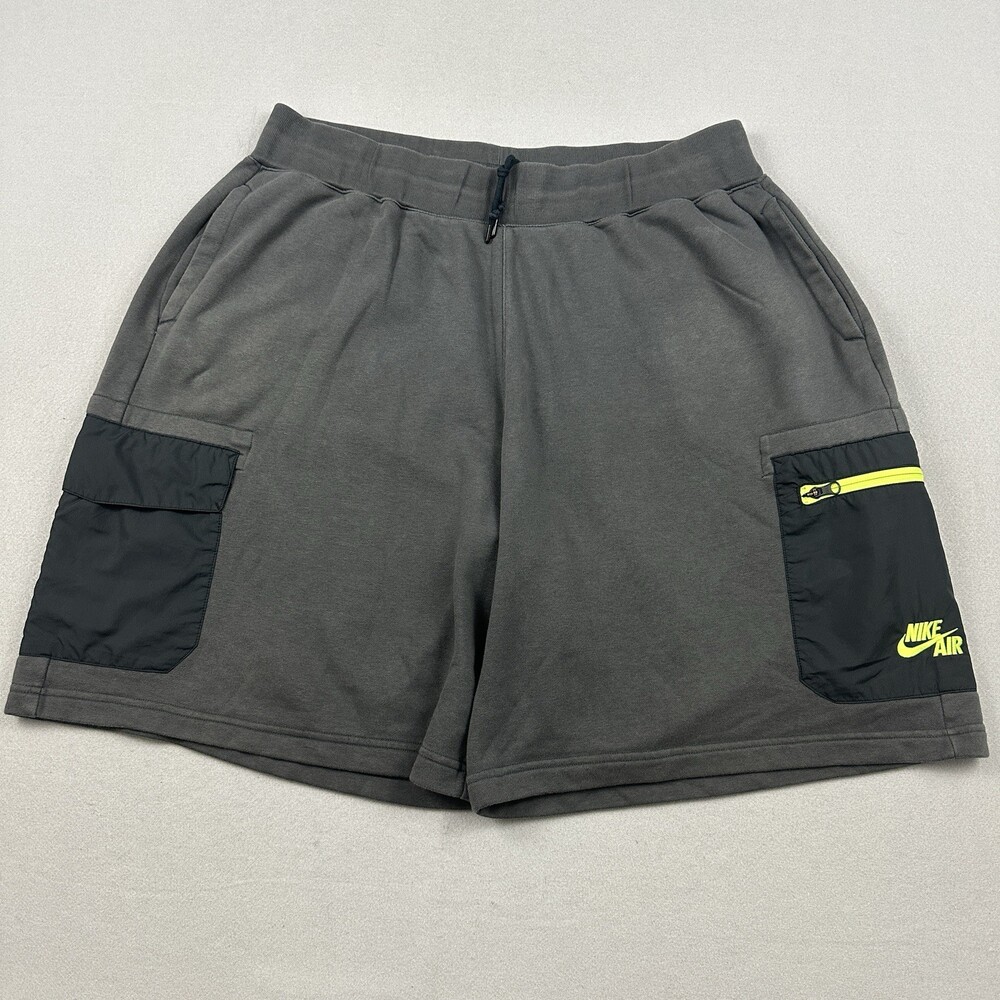Nike Shorts Men 3XL Gray Solid Cargo Fleece Sweatshorts Drawstring Pockets XXXL